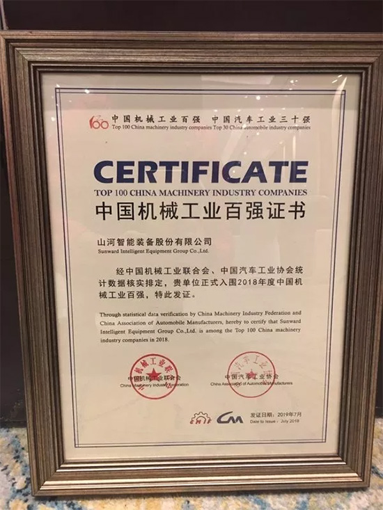 2018年中国机械工业百强发布,山河智能排名两年跃升40位